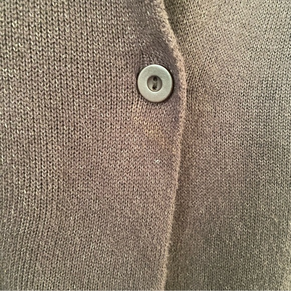 EILEEN FISHER Mussel Brown Cotton Metallic Knit Button Front Cardigan Sz Large - Picture 4 of 5